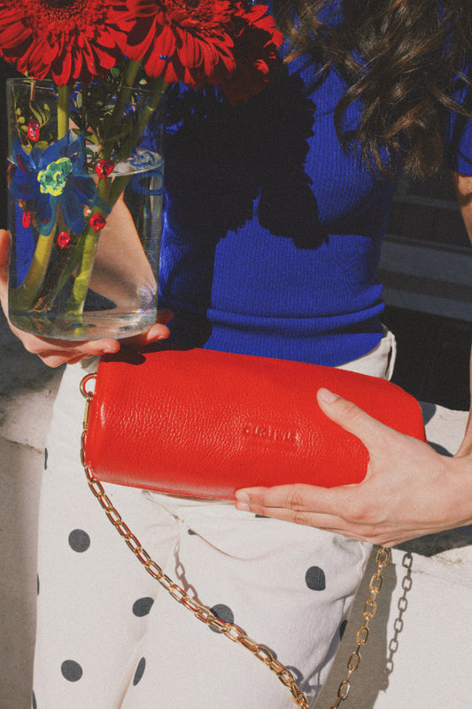 BARREL BAG (red dolaro genuine leather)
