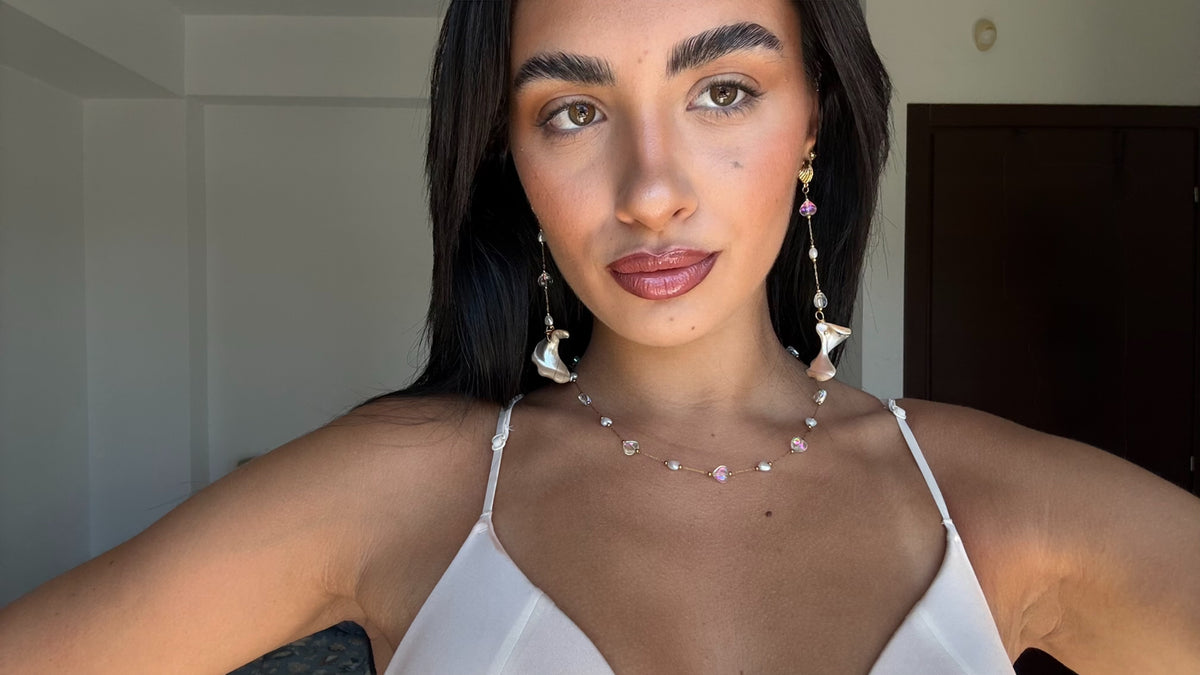 LONG PEARLS CHAIN EARRINGS (ζευγάρι)