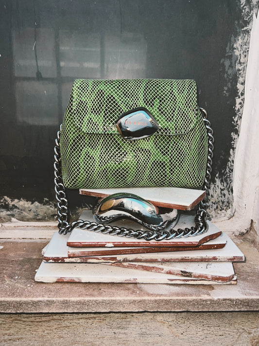 MAYA MINIBAG (light mint snakeprint goatskin finest suede leather)-Limited