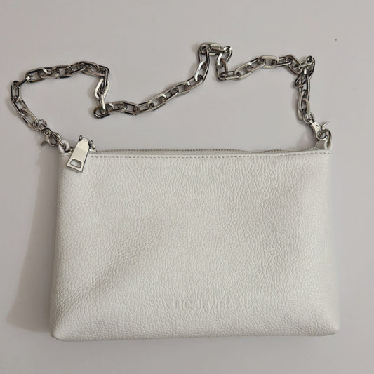 ZIPPER CLUTCH (white dolaro genuine leather)