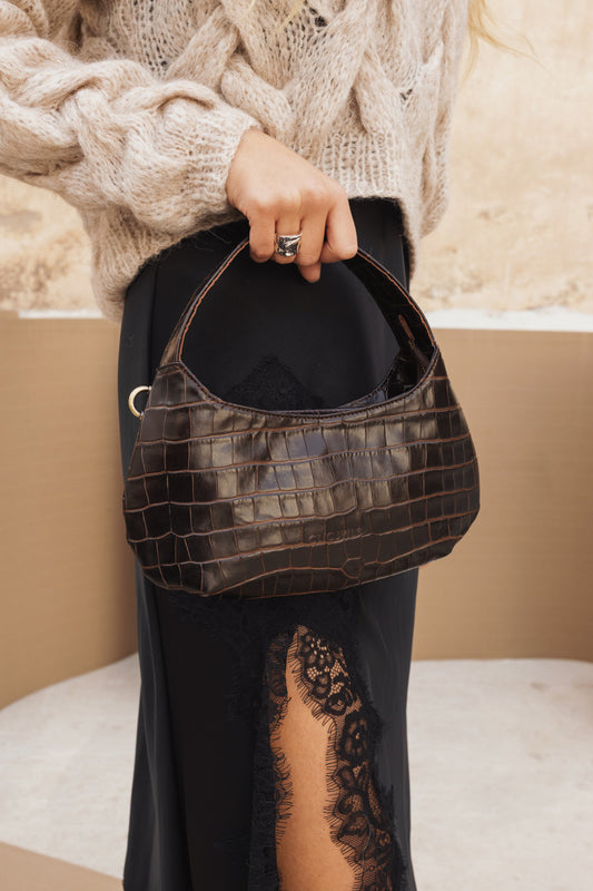 CANDY MINI (dark brown croco genuine leather)