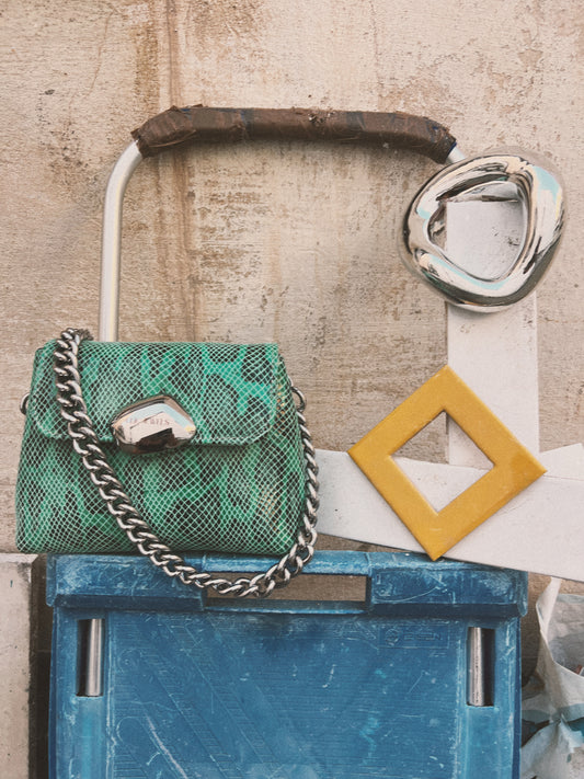 MAYA MINIBAG (turquoise snakeprint goatskin finest suede leather)-Limited