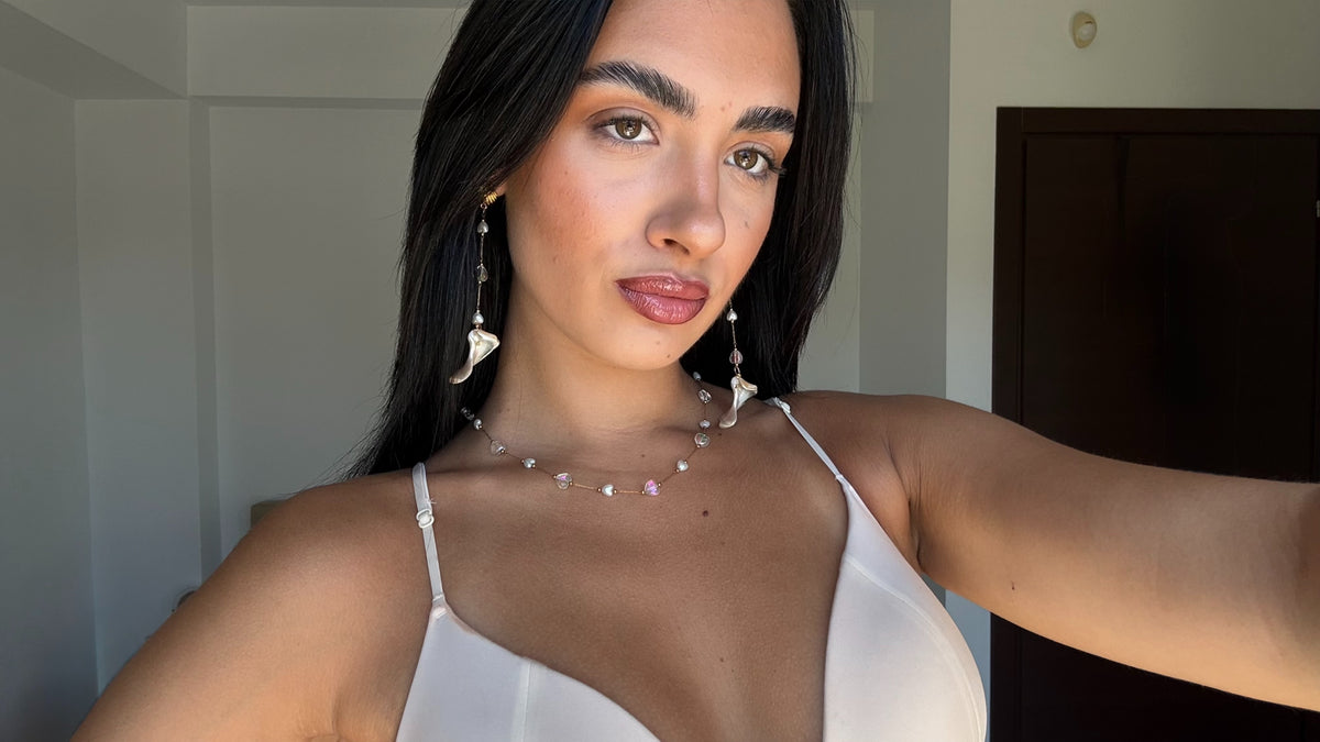 LONG PEARLS CHAIN EARRINGS (ζευγάρι)