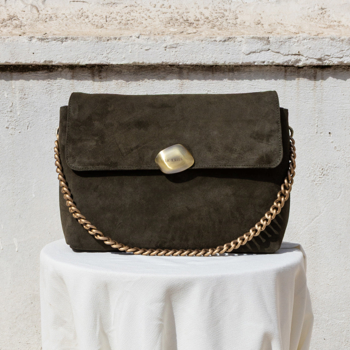 CIARA LARGE (khaki suede genuine leather)