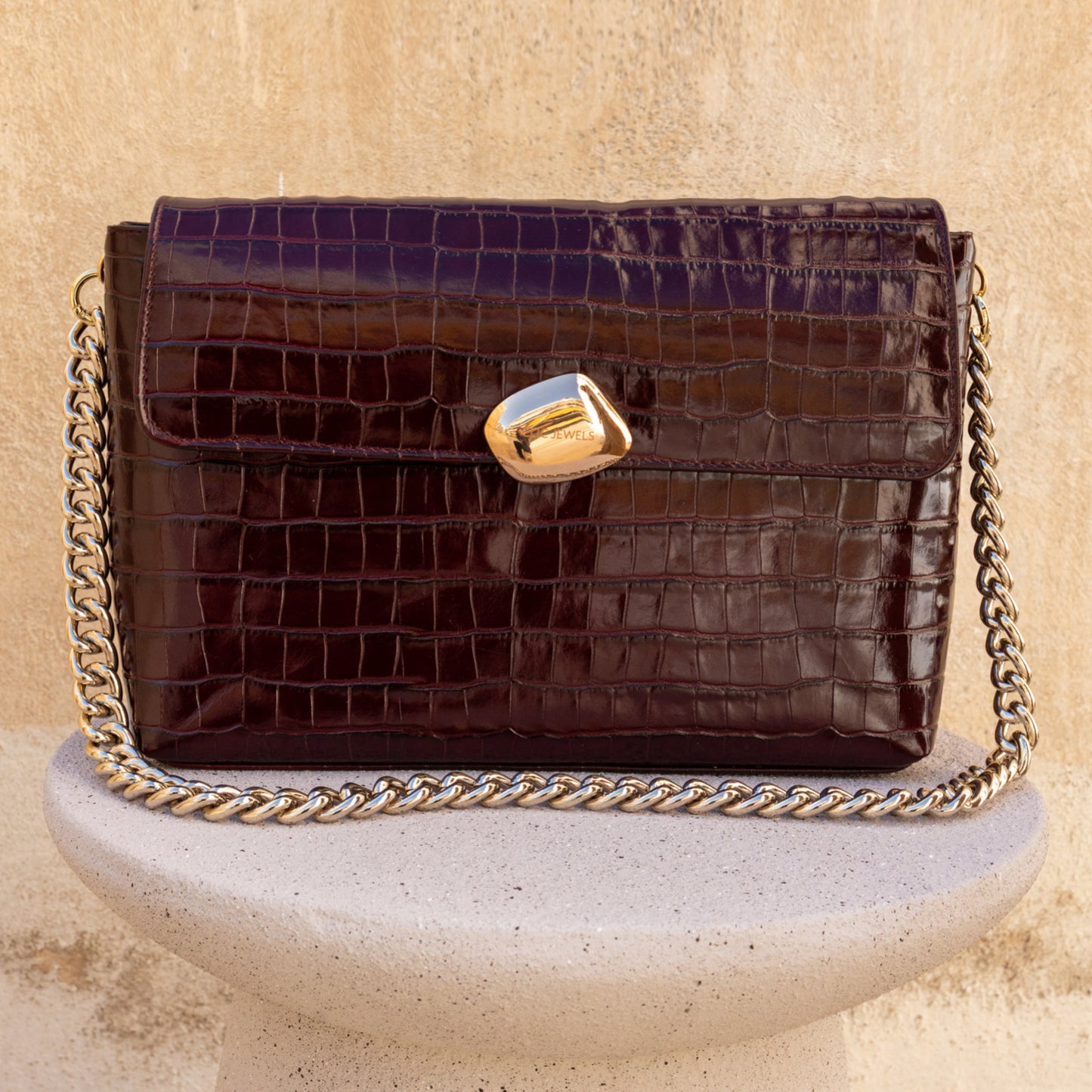 CIARA LARGE (bordeaux croco genuine leather)