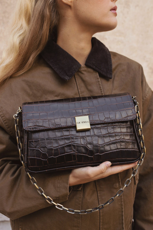 NEIRA MEDIUM (dark brown croco genuine leather)