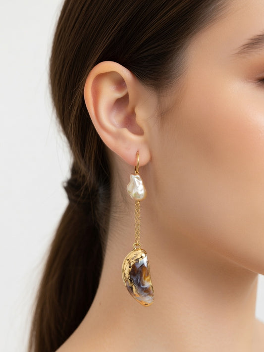 BIG SHELL GOLD HOOPS (ζευγάρι)