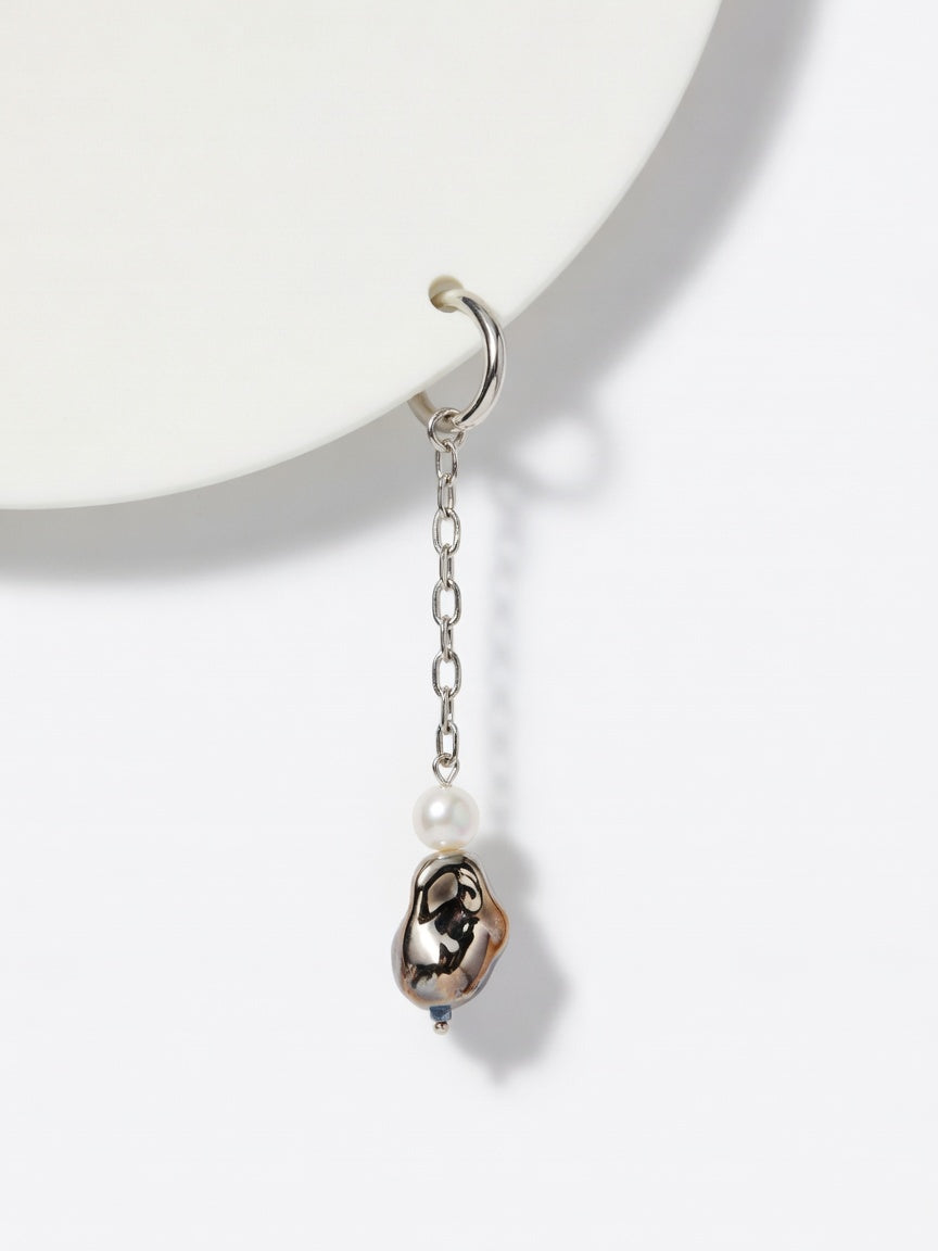 THIN SILVER CHAIN WITH SILVER DETAIL & PEARL (τεμάχιο)