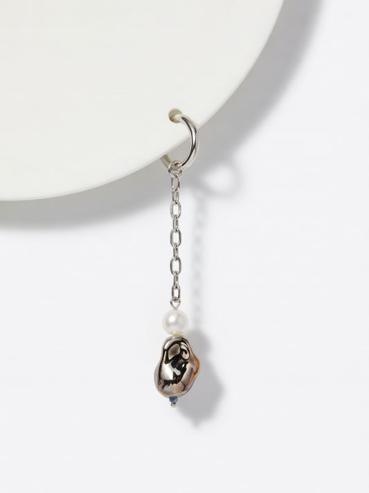 THIN SILVER CHAIN WITH SILVER DETAIL & PEARL (τεμάχιο)
