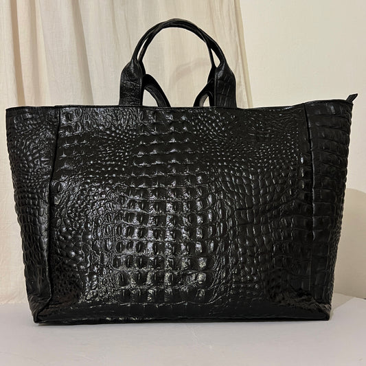 XL TOTEBAG (black croco genuine leather)