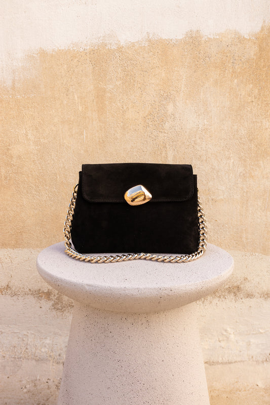 DONNA MEDIUM (black suede genuine leather)