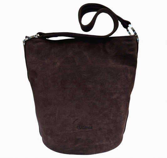 SANDRA BUCKETBAG (brown suede genuine leather)