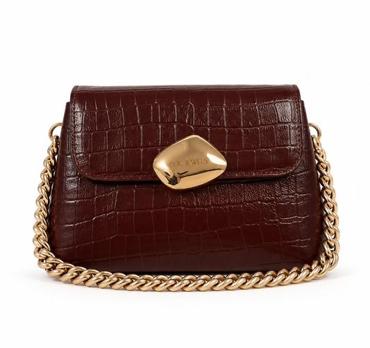 MAYA MINIBAG (brown/bordeaux croco genuine leather)