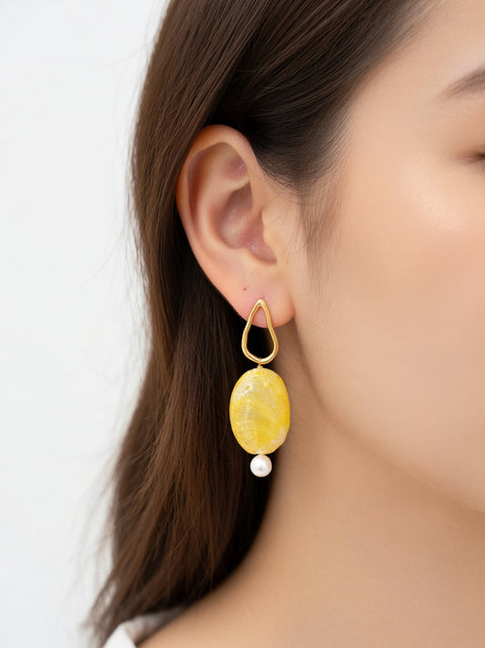 YELLOW SHELL EARRINGS (ζευγάρι)