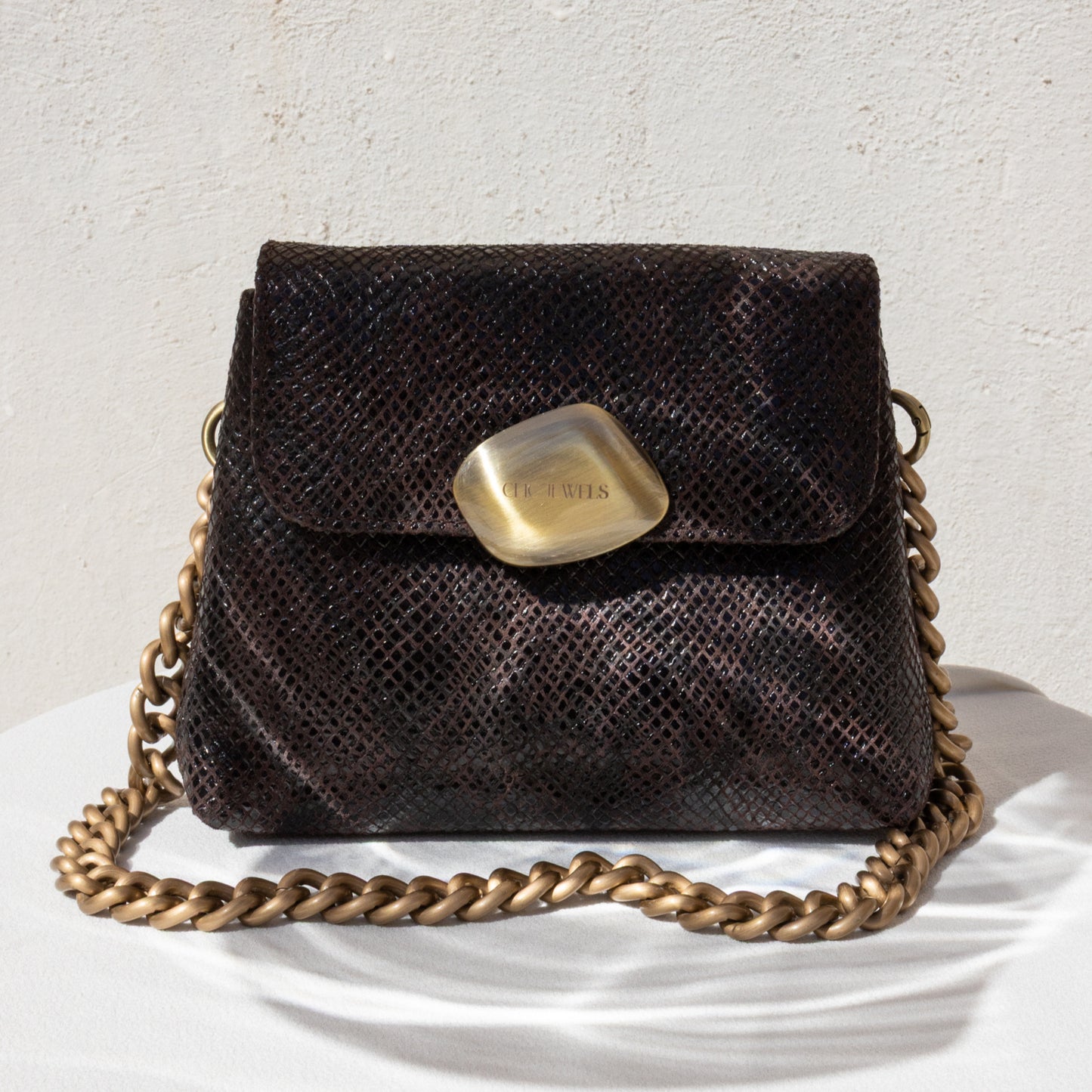 MAYA MINIBAG (dark brown python genuine leather)