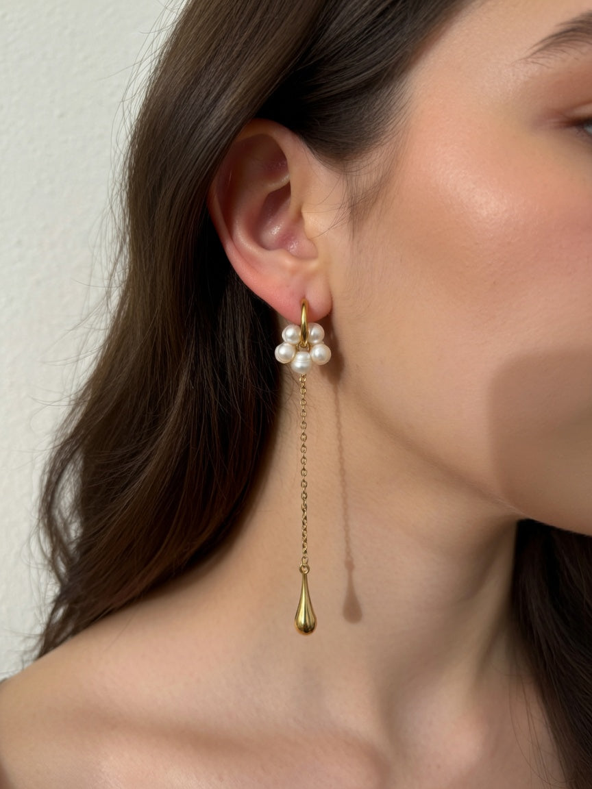 LONG CHAIN WITH GOLD DROP (ζευγάρι)