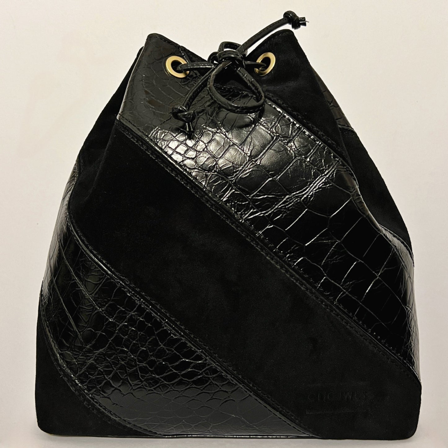 ZOE BACKPACK/BUCKETBAG (combo of suede & black croco genuine leather)