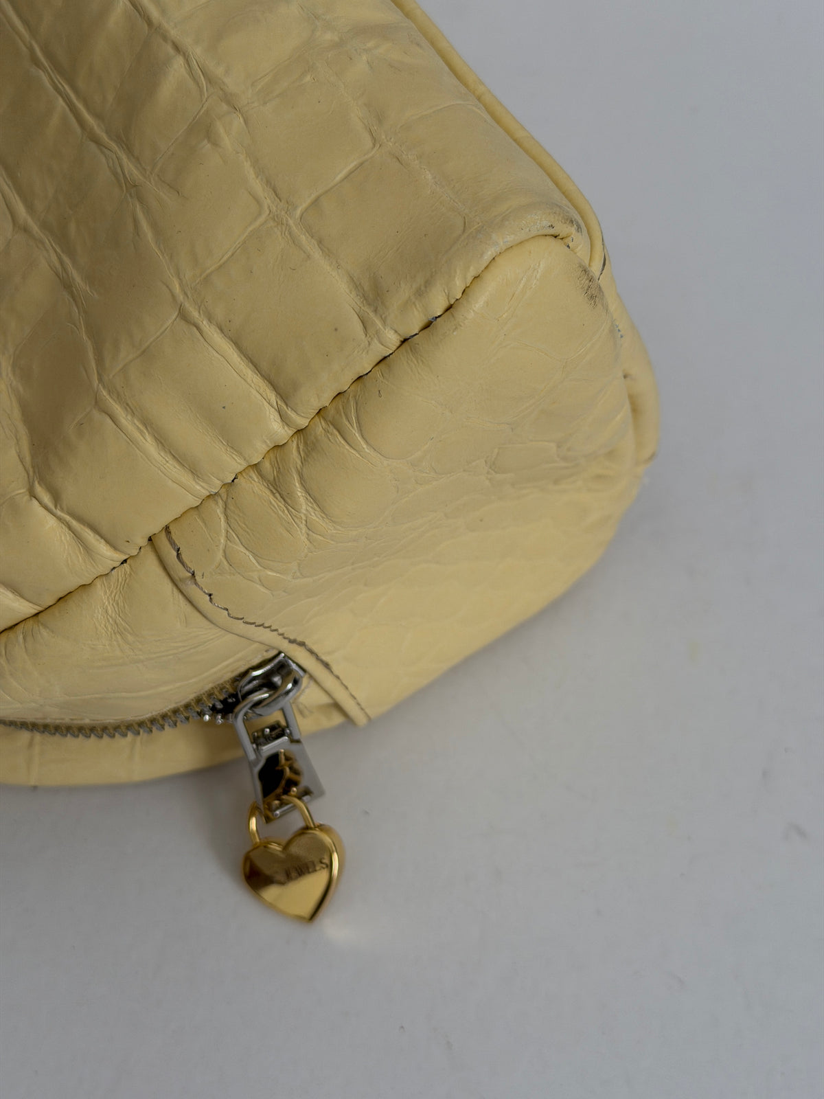 BELLA BOWLING BAG (lemon yellow croco genuine leather) / sample sale
