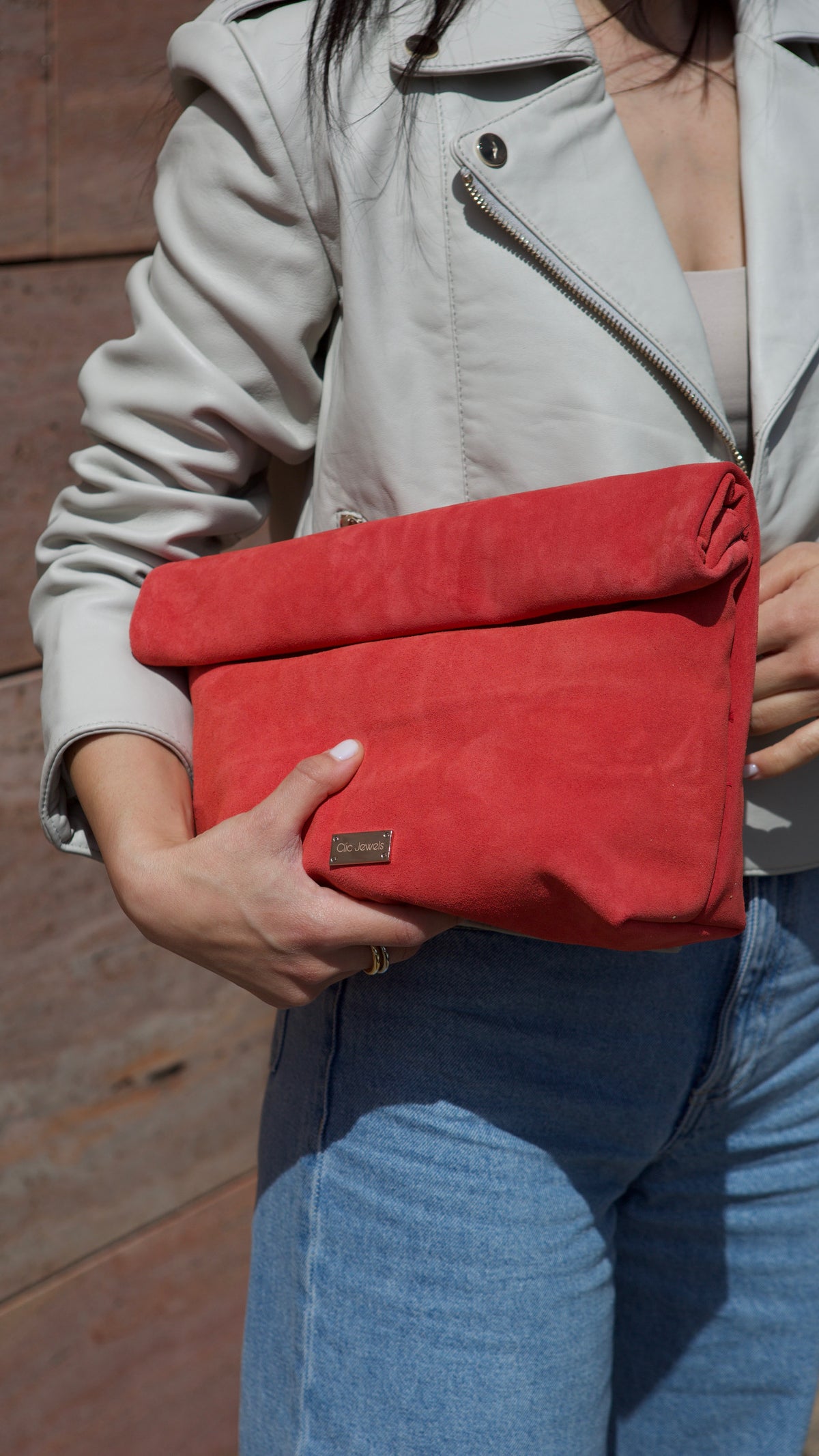 ALEX LUNCHBAG (red suede genuine leather)