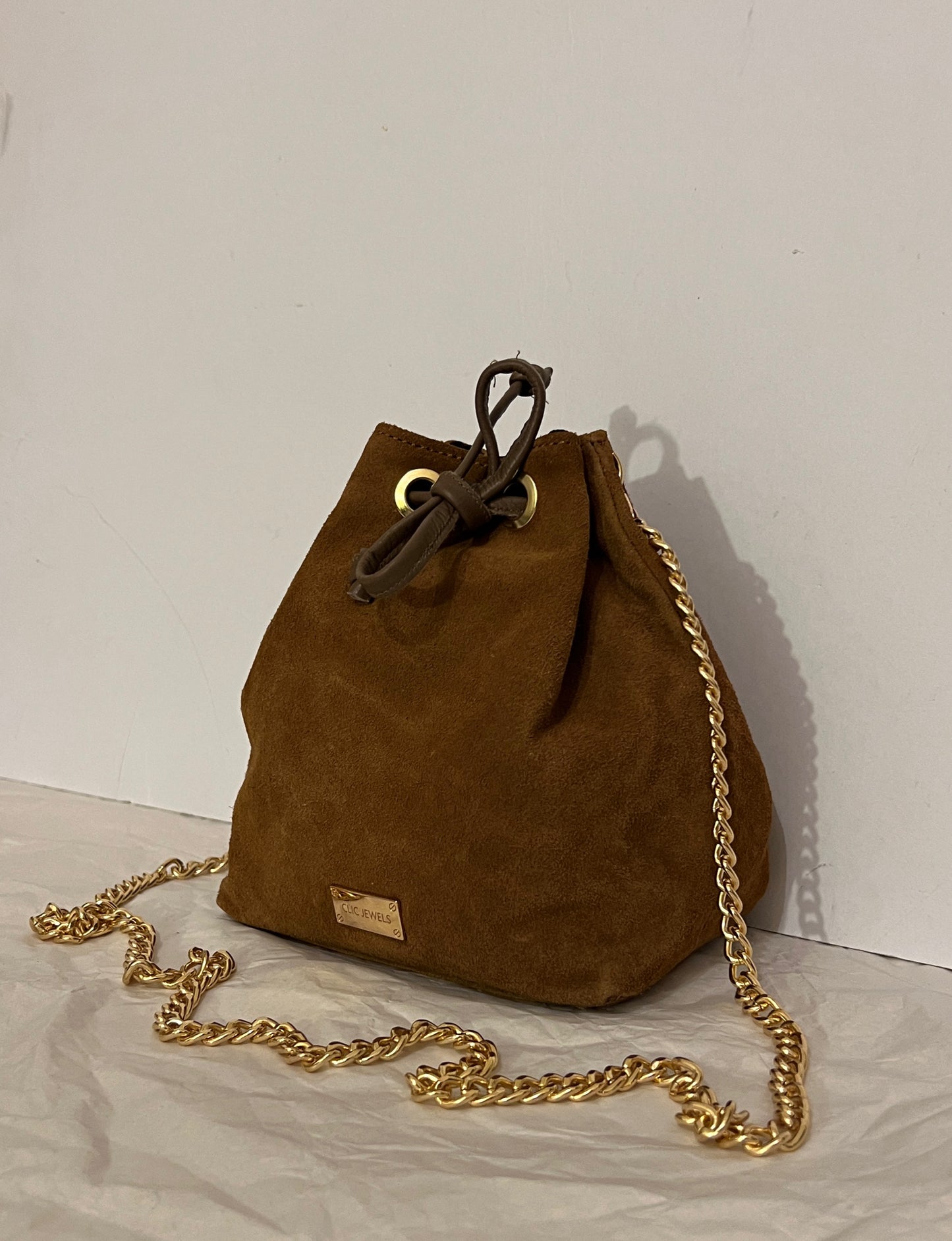 Small Bucketbag (brown suede genuine leather)