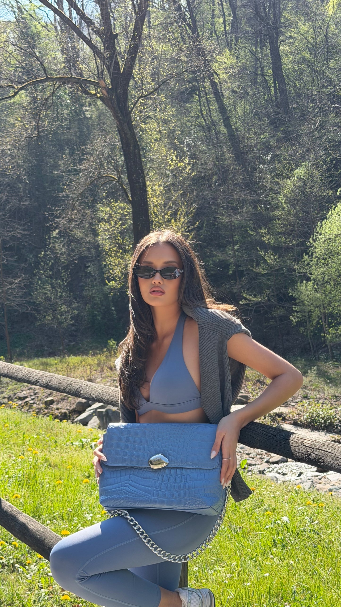 CIARA LARGE (baby blue croco genuine leather)