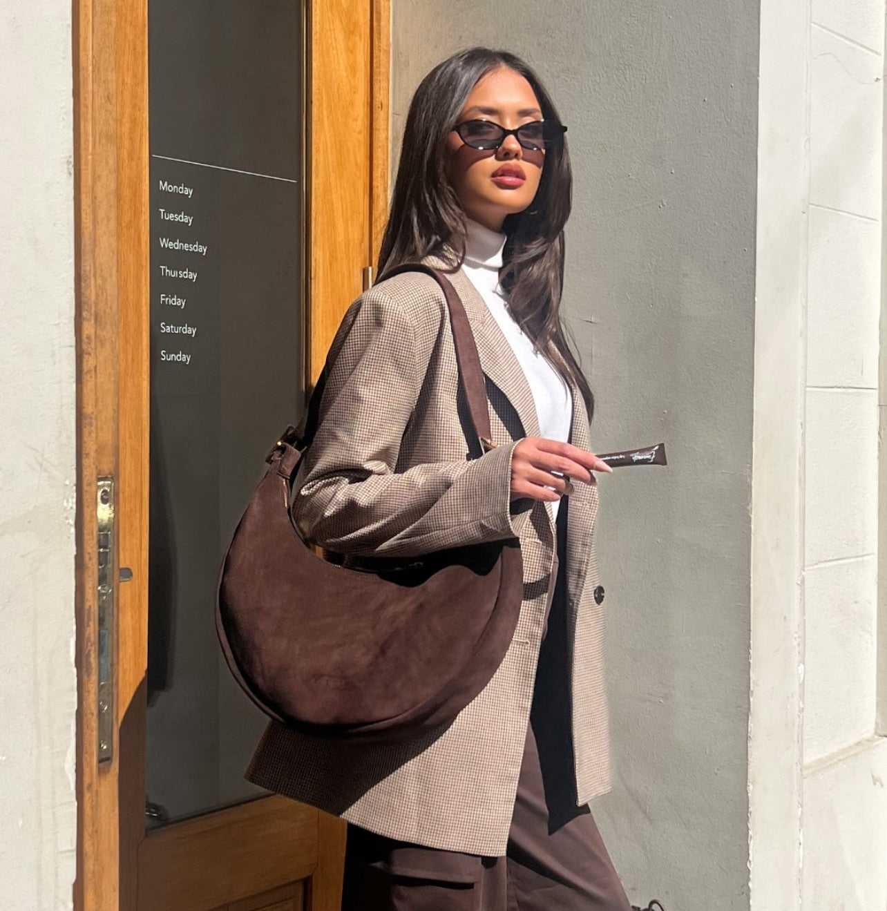 BIG HALFMOON (brown suede genuine leather)