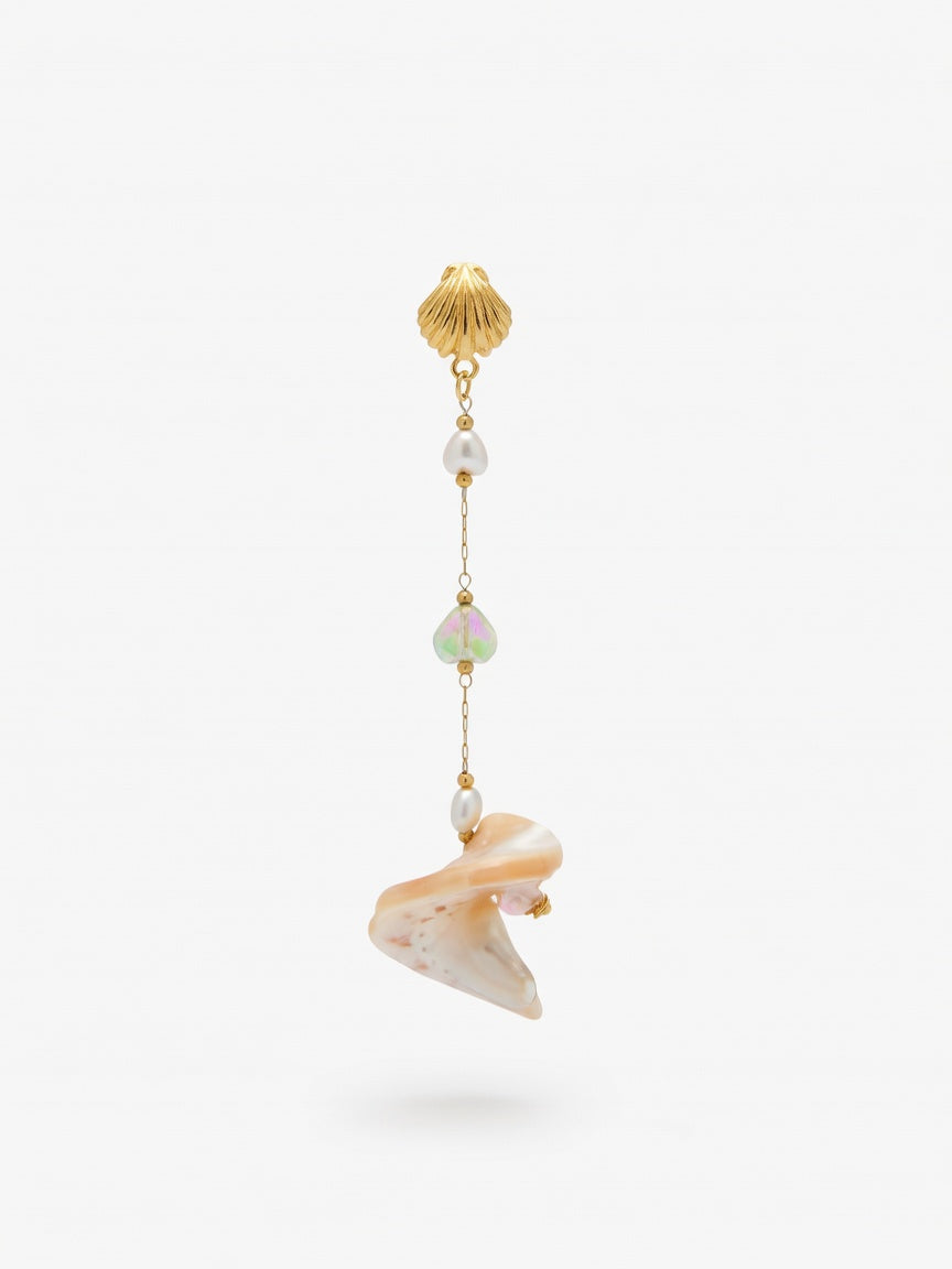 LONG ROUND SHELL EARRINGS (ζευγάρι)