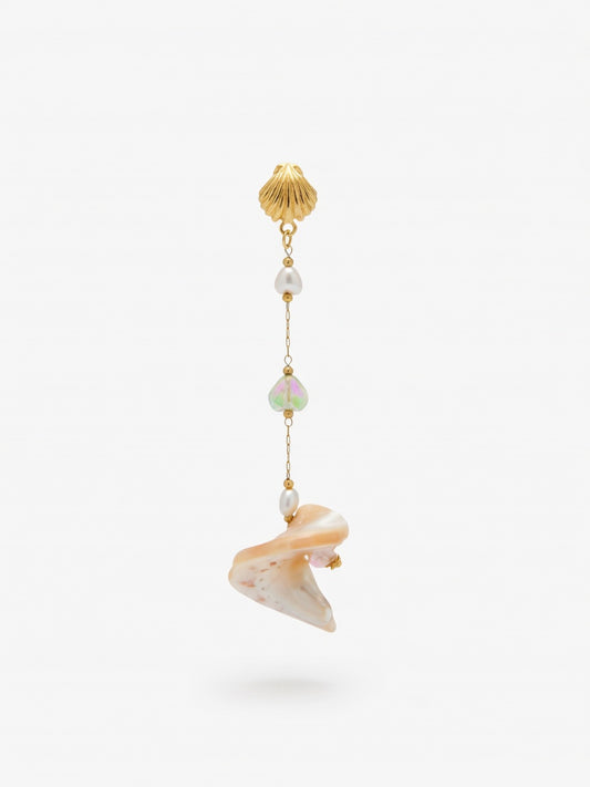 LONG ROUND SHELL EARRINGS (ζευγάρι)