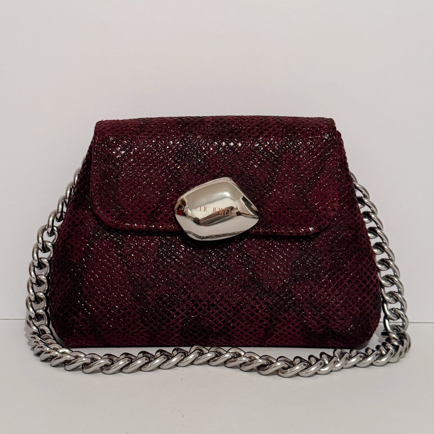 MAYA MINIBAG (Bordeaux snake print genuine leather)