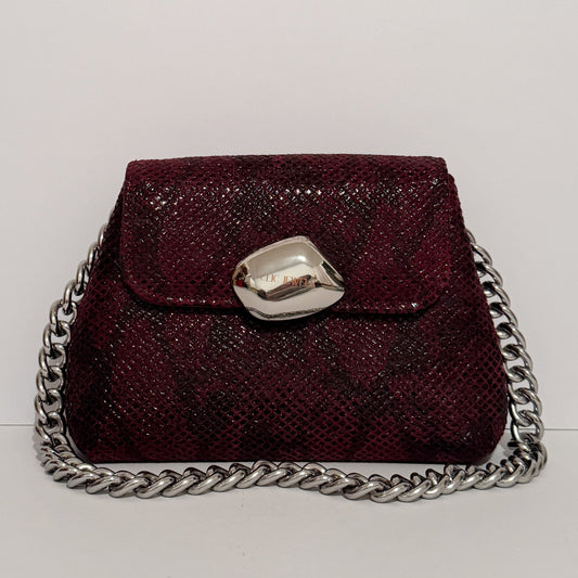 MAYA MINIBAG (Bordeaux snake print genuine leather)