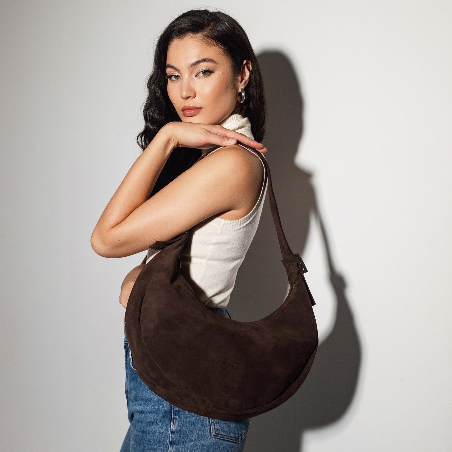 BIG HALFMOON (brown suede genuine leather)