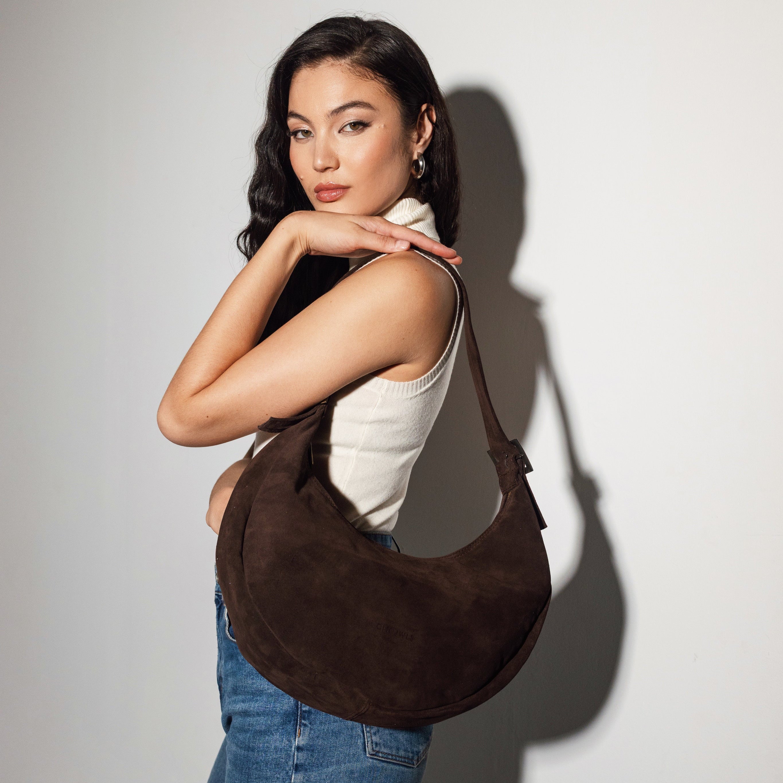 BIG HALFMOON (brown suede genuine leather)