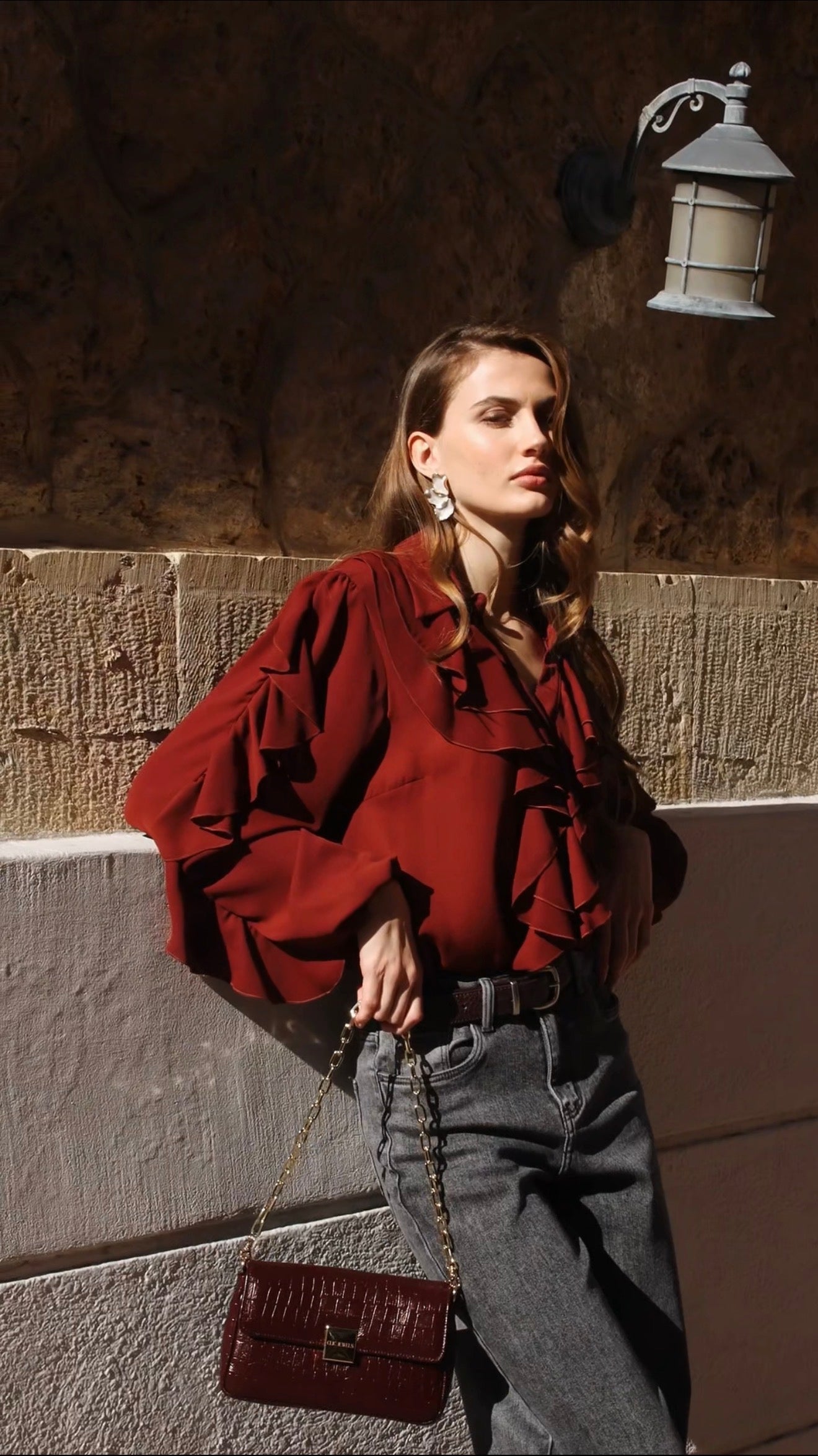 NEIRA MINI (bordeaux croco genuine leather)