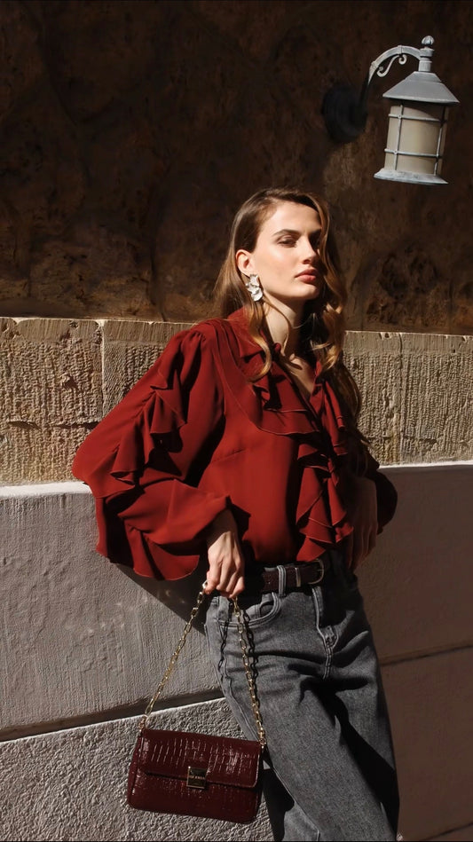 NEIRA MINI (bordeaux croco genuine leather)