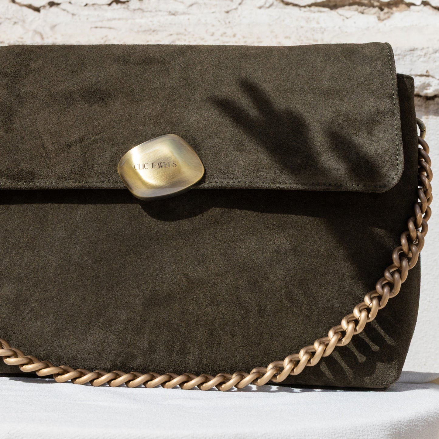 CIARA LARGE (khaki suede genuine leather)