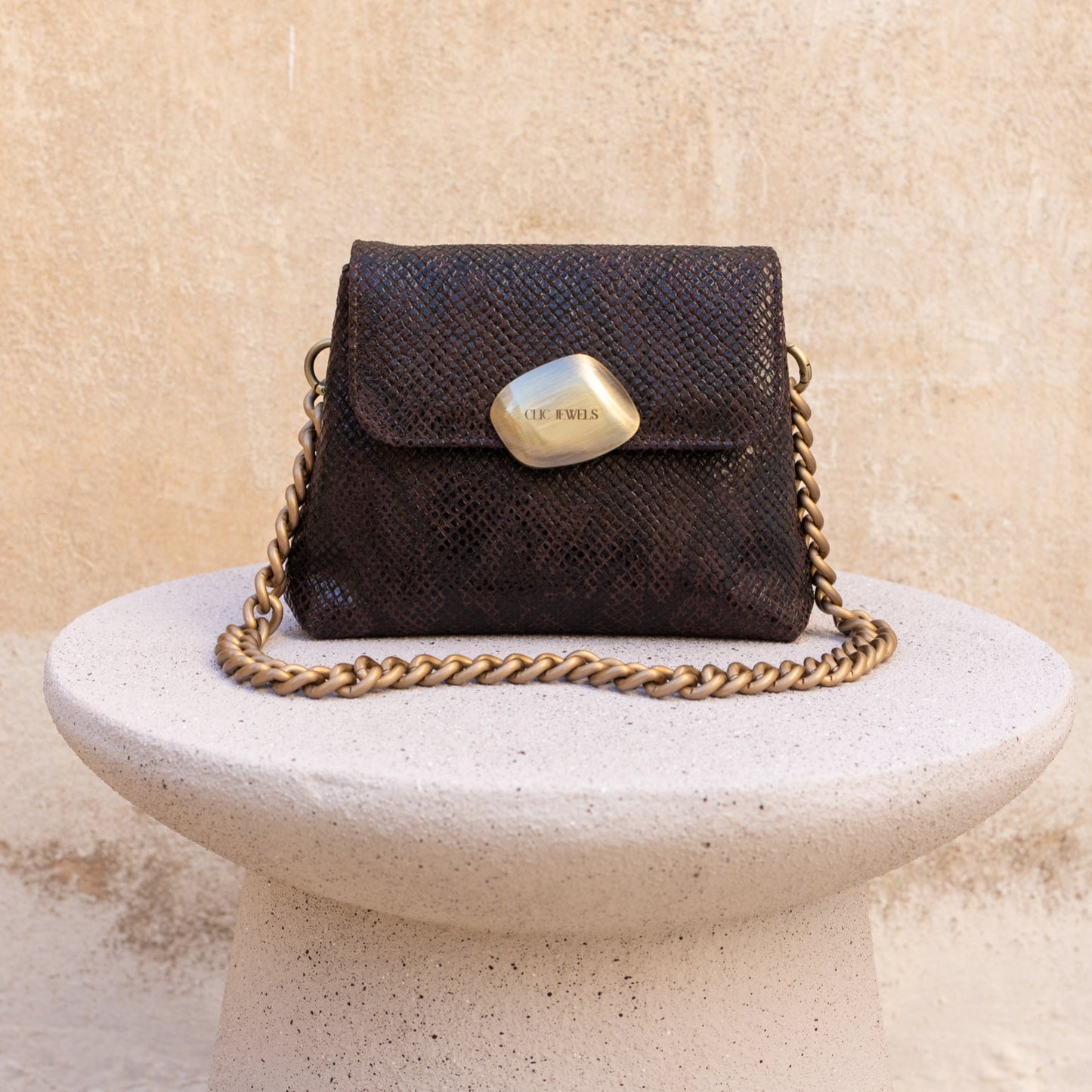 MAYA MINIBAG (dark brown python genuine leather)