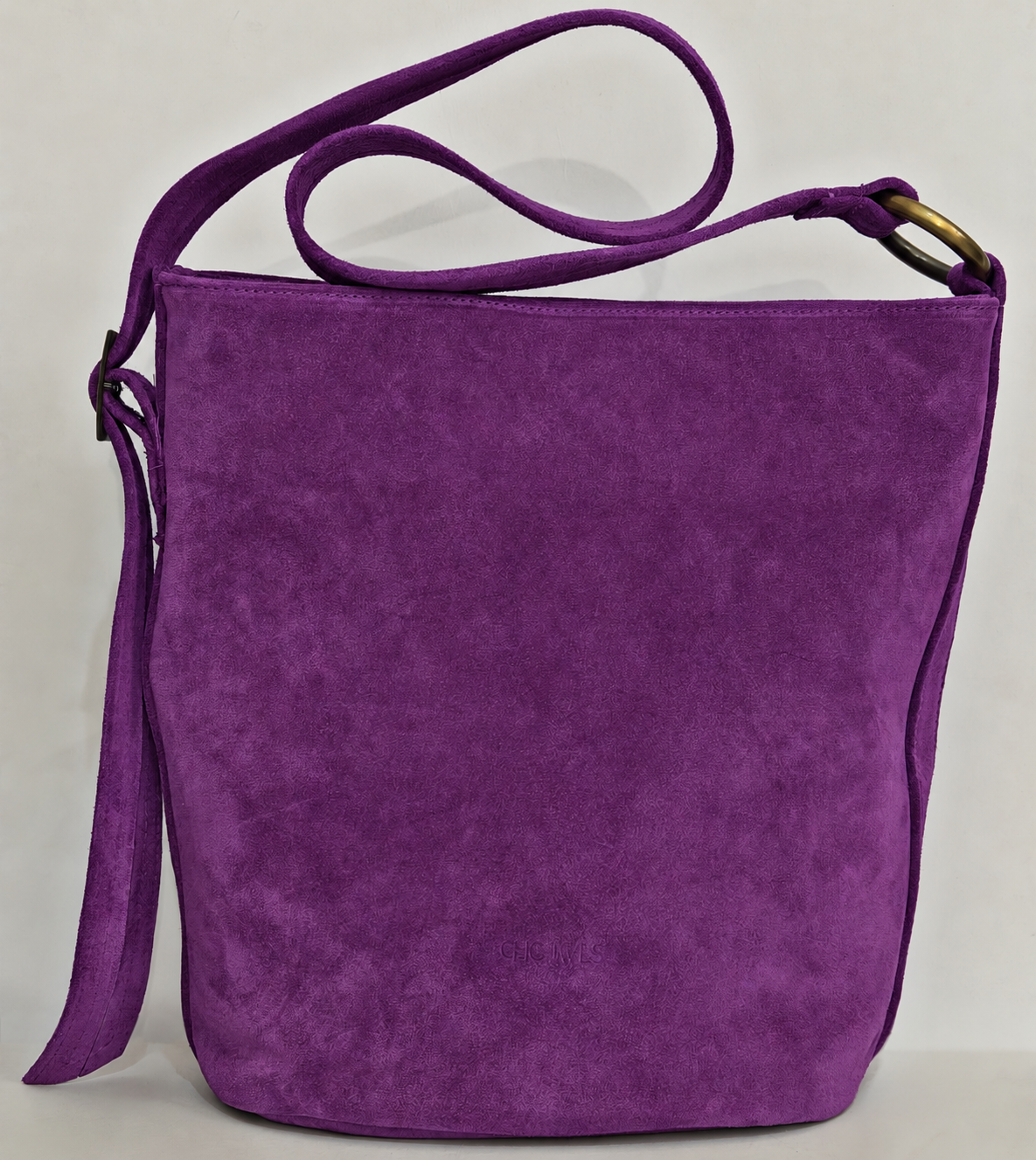 SANDRA BUCKETBAG (purple suede genuine leather)