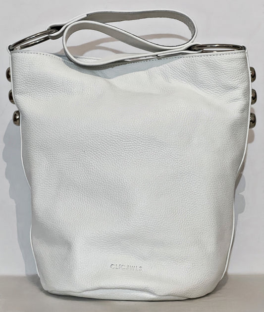 SANDRA BUCKETBAG (white dolaro genuine leather)
