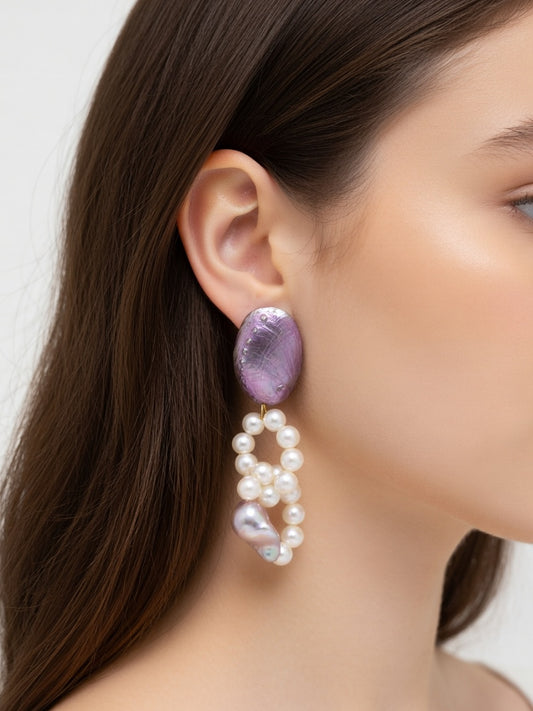 THE PURPLE SHELL EARRINGS (ζευγάρι)