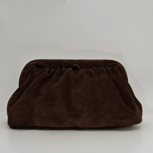 PUFF CLUTCH BIG (brown suede genuine leather)