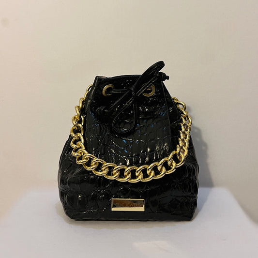 ZOE MINIBUCKETBAG (black croco genuine leather)