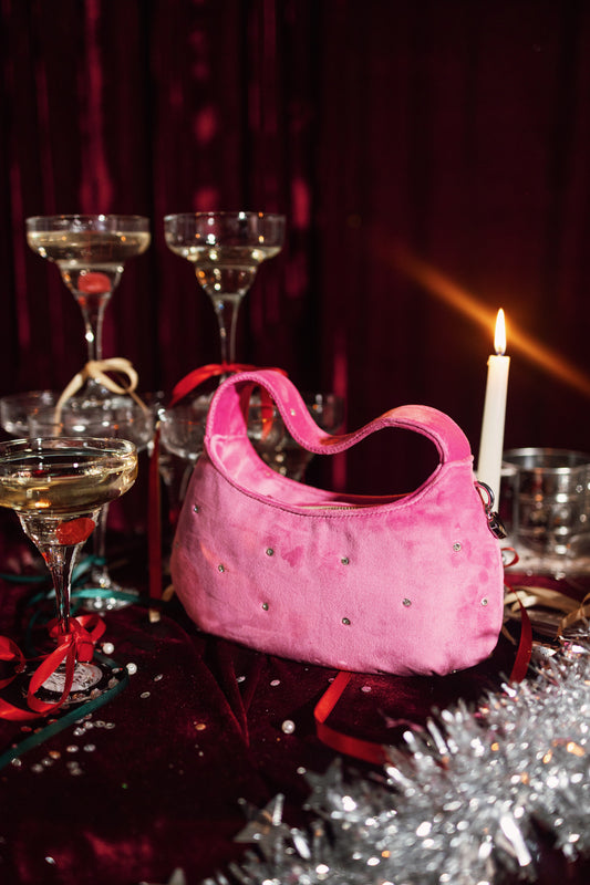 CANDY MINI STRASS (bubblegum pink velvet)