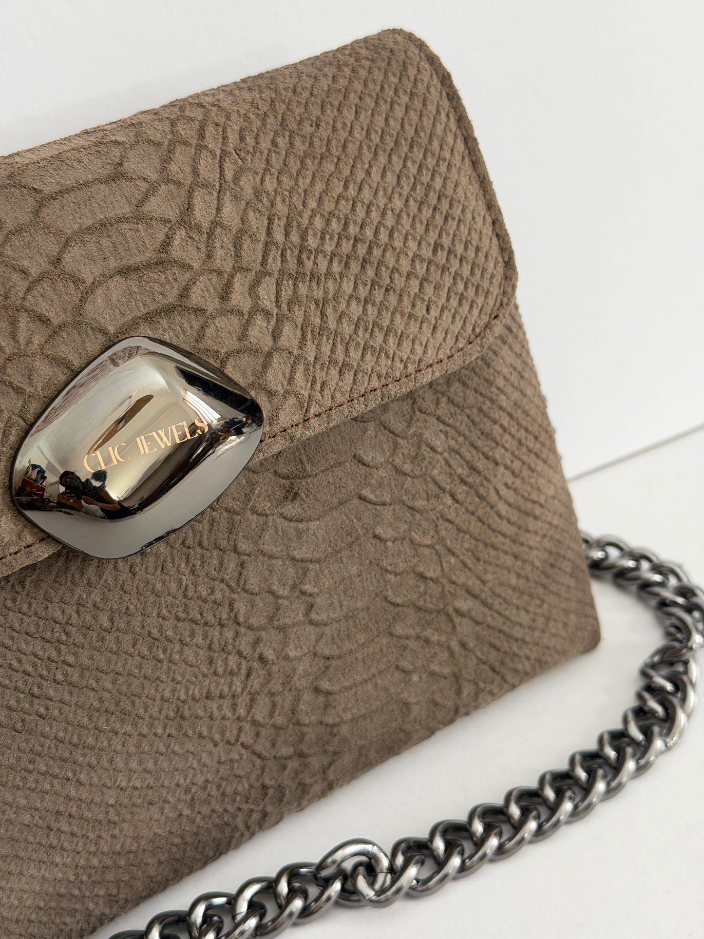 DONNA MEDIUM (grey python suede genuine leather)