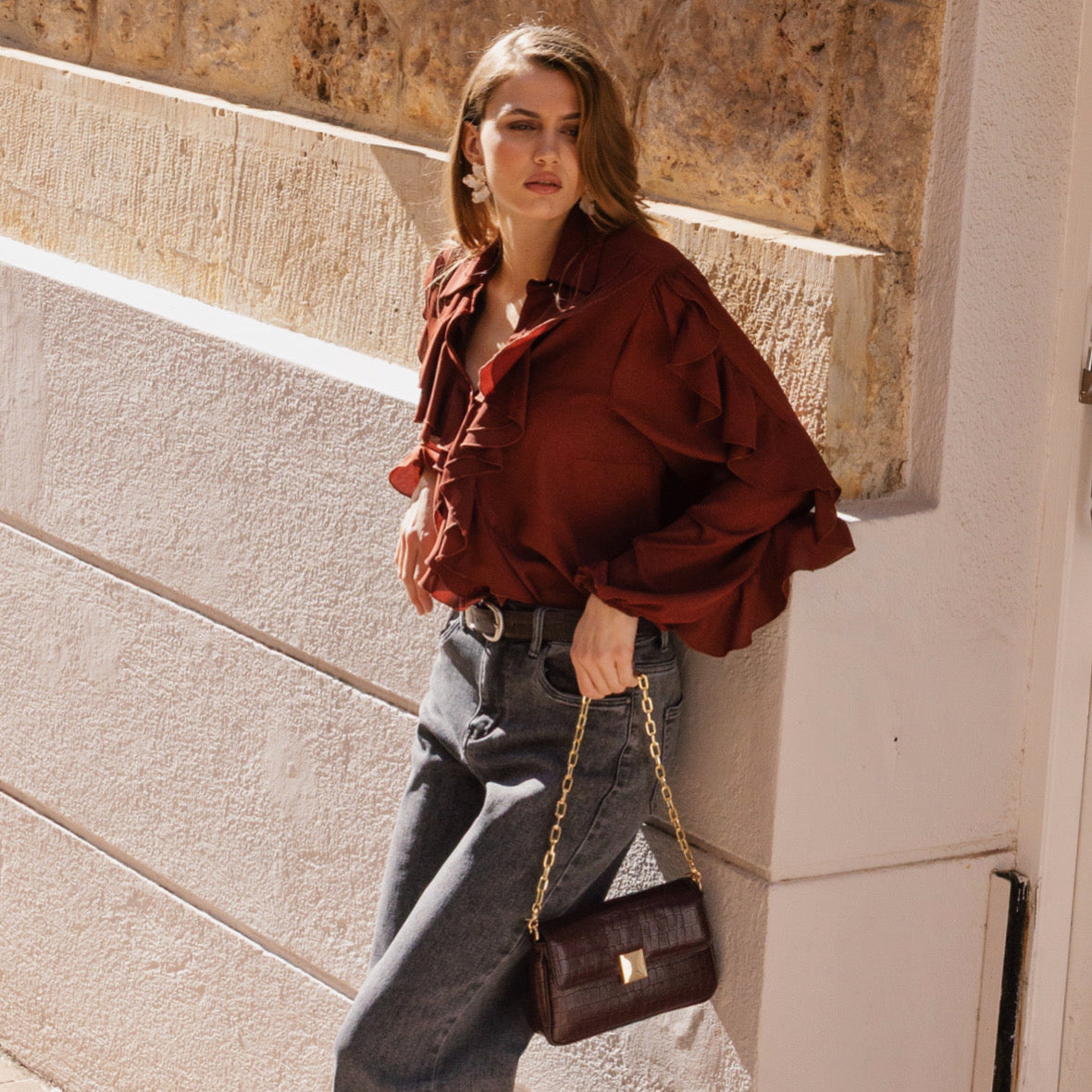 NEIRA MINI (bordeaux croco genuine leather)