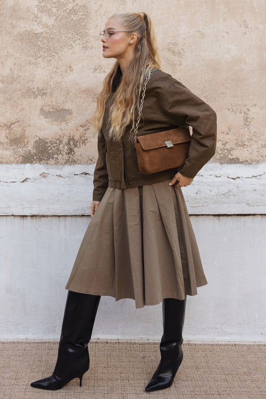NEIRA MEDIUM (camel suede genuine leather)