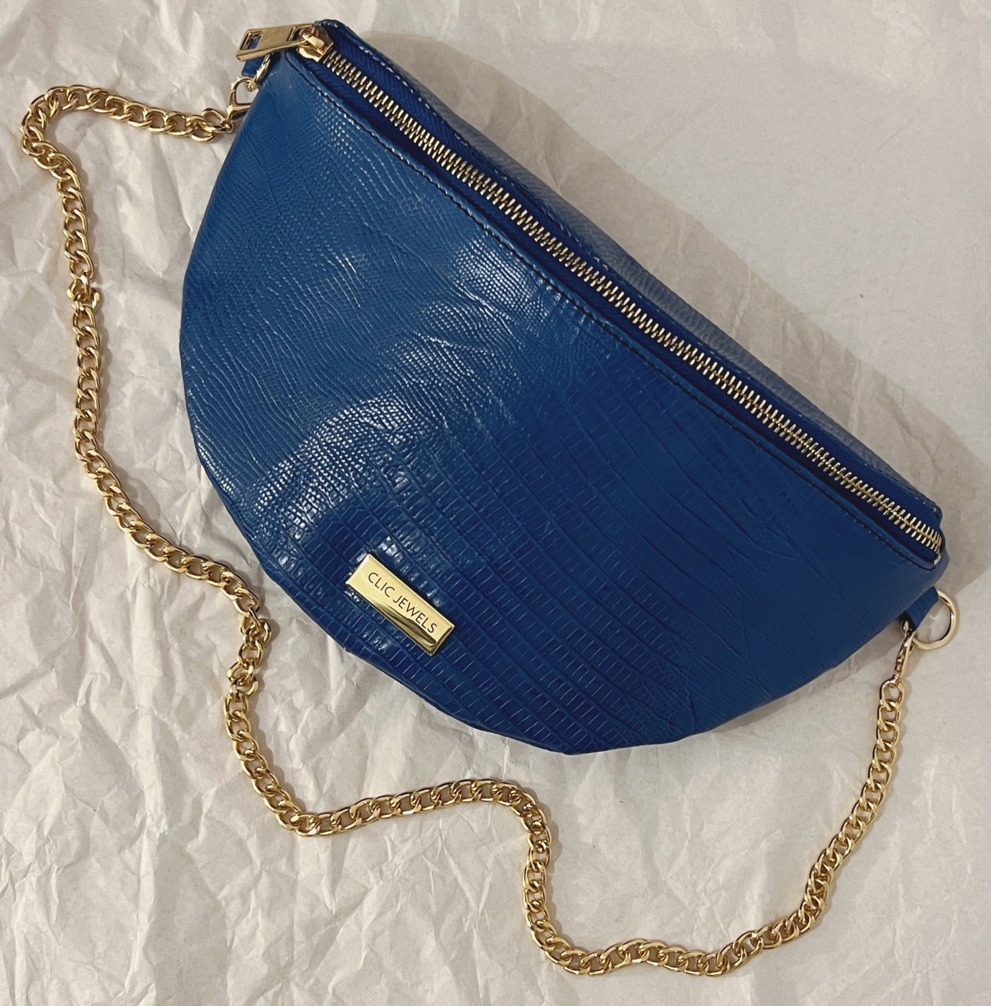 Small Beltbag (electric blue croco genuine leather)