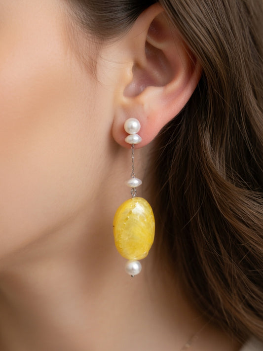 YELLOW SHELL EARRINGS (ζευγάρι)