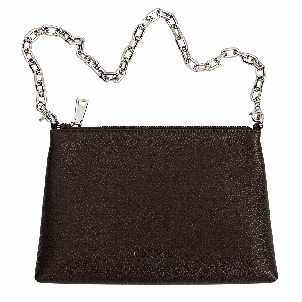 ZIPPER CLUTCH (dark brown dolaro genuine leather)