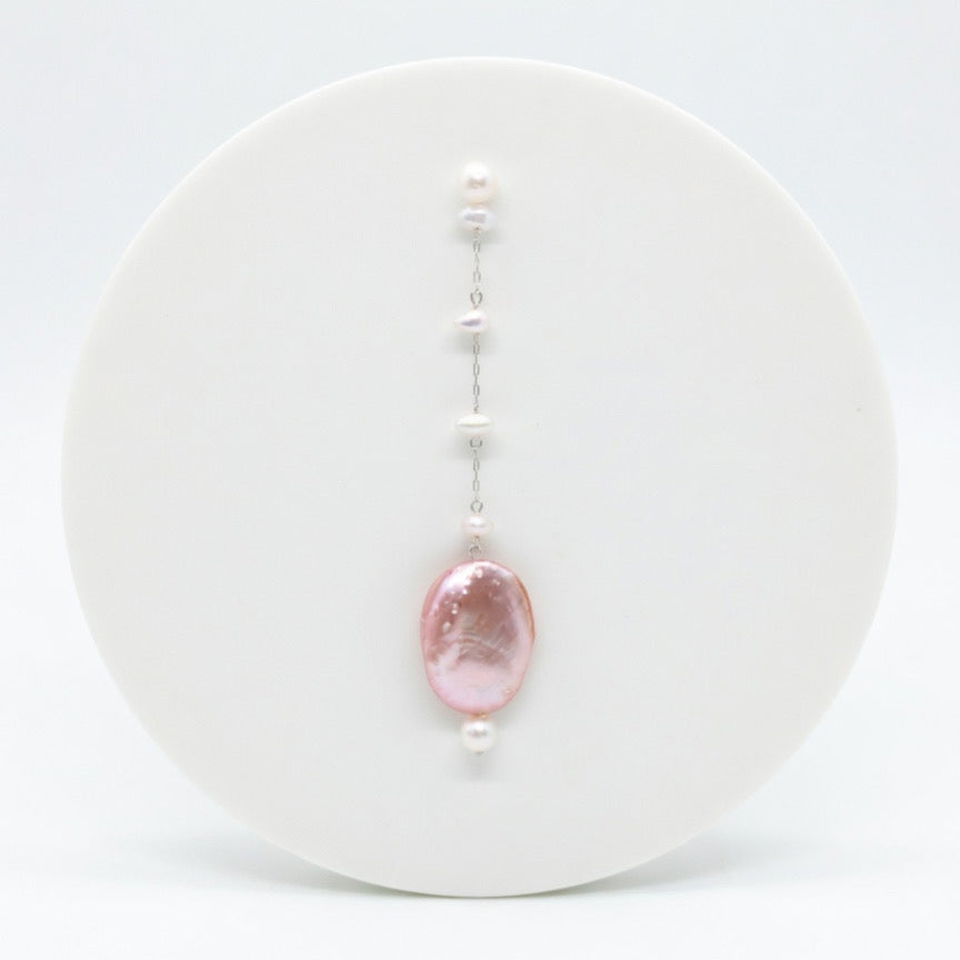 PINK SHELL WITH PEARLS EARRINGS (ζευγάρι)