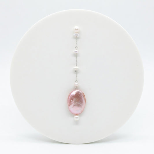 PINK SHELL WITH PEARLS EARRINGS (ζευγάρι)